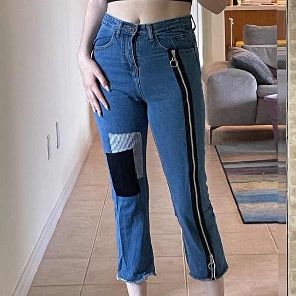 Other - Patched zipper jeans